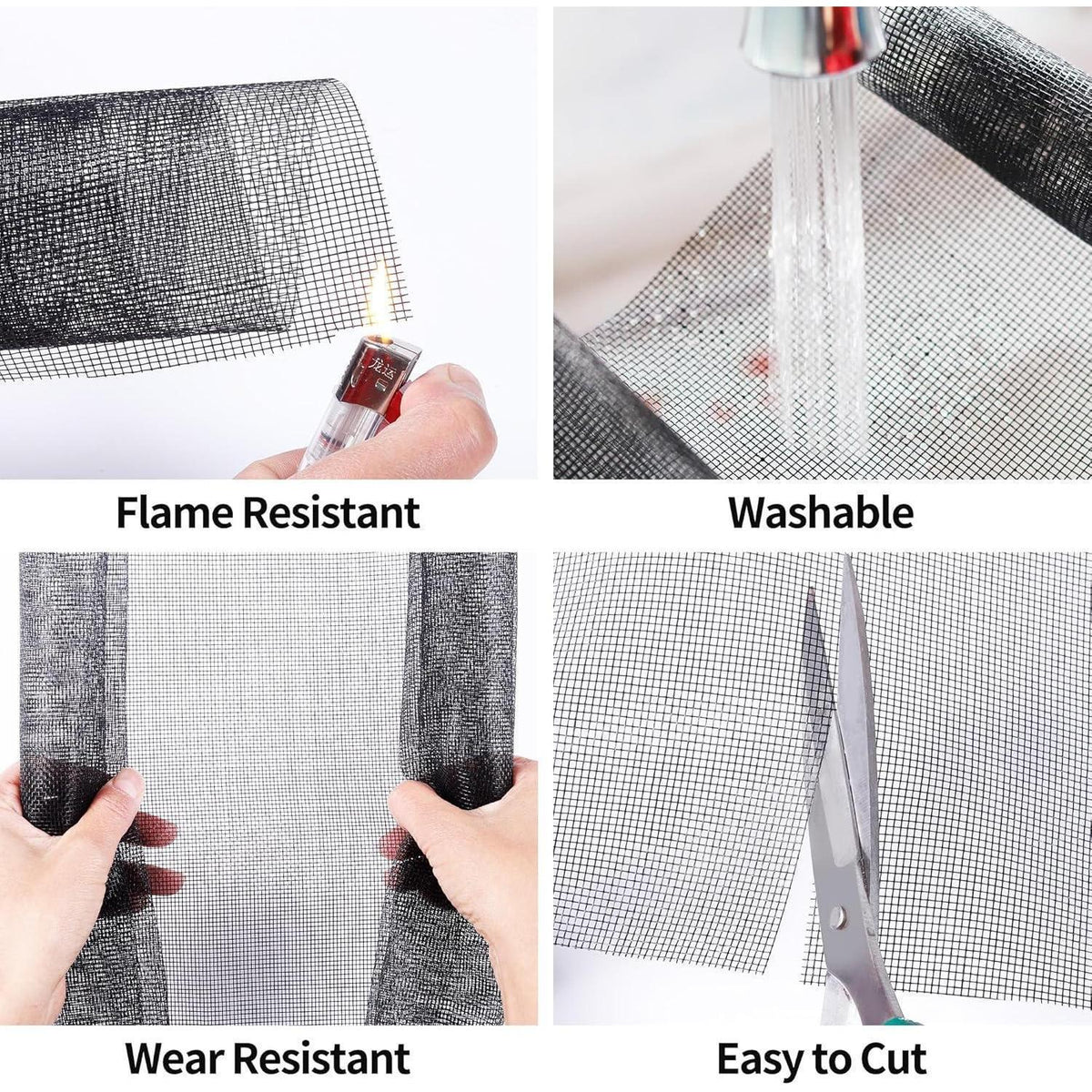 Fliegennetz Meterware 120x250cm – Fiberglas Insektenschutz Gewebe Schwarz