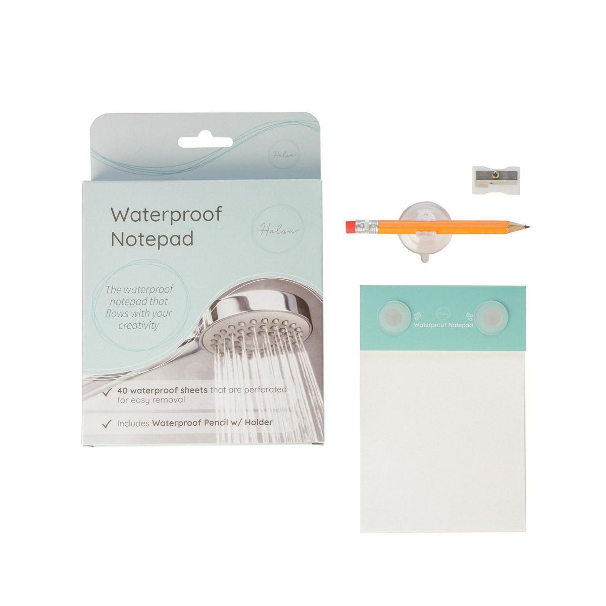 Wasserdichter Duschnotizblock mit Bleistift & Saugnäpfen