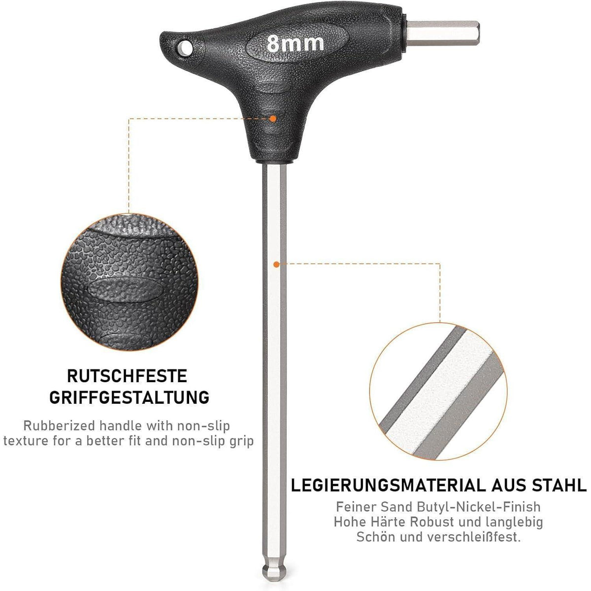 Innensechskantschlüssel Set mit T-Griff und Kugelkopf