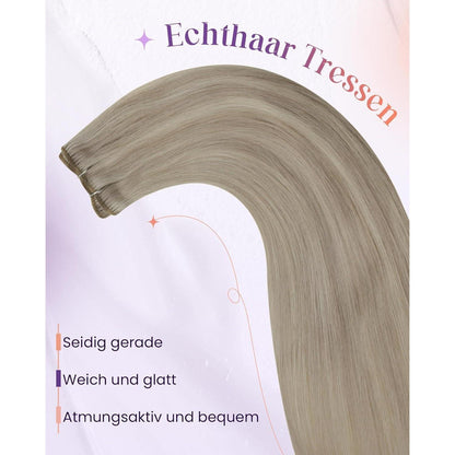 Echthaar Tressen Blond Highlight #P18/613 – 50cm, 100g