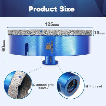 Diamant Fliesenbohrer 150mm M14 für Winkelschleifer (2 Stück)