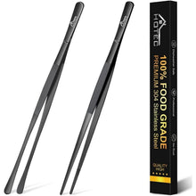Edelstahl Kochpinzetten Set 2 Stück 30,5 cm Schwarz