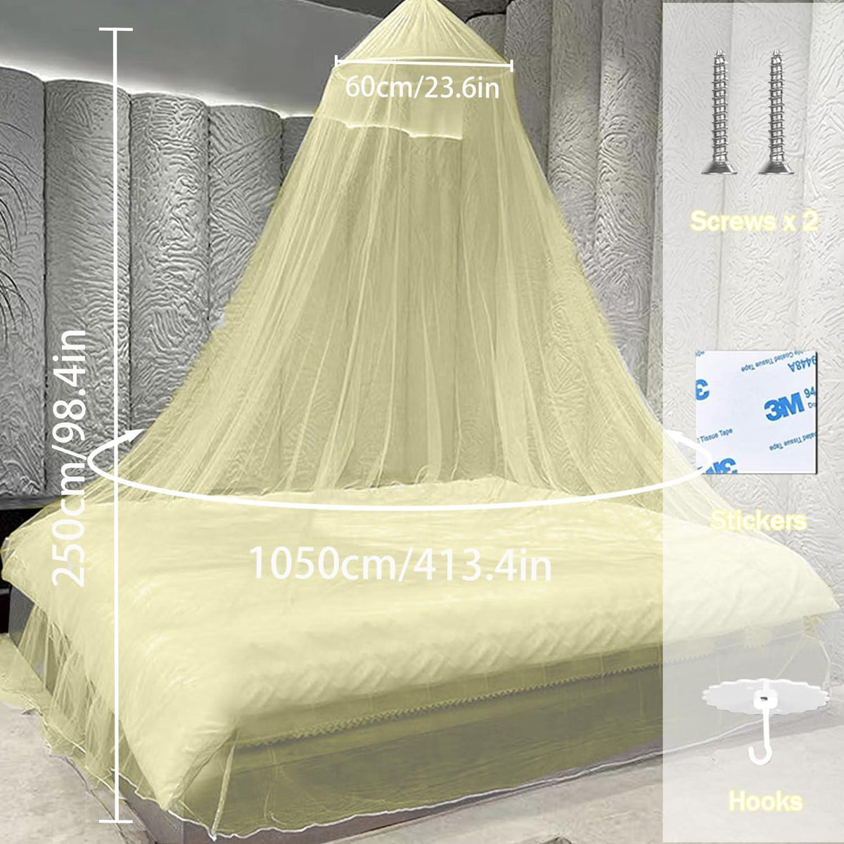 Moskitonetz Bett Doppelbetten Einzelbett Gelb 0.6 * 2.5