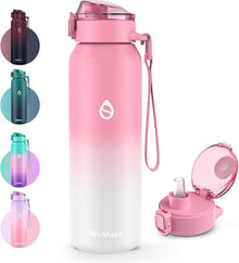 WEMEET Trinkflasche Edelstahl Abnehmbarer Strohhalm 1000ML