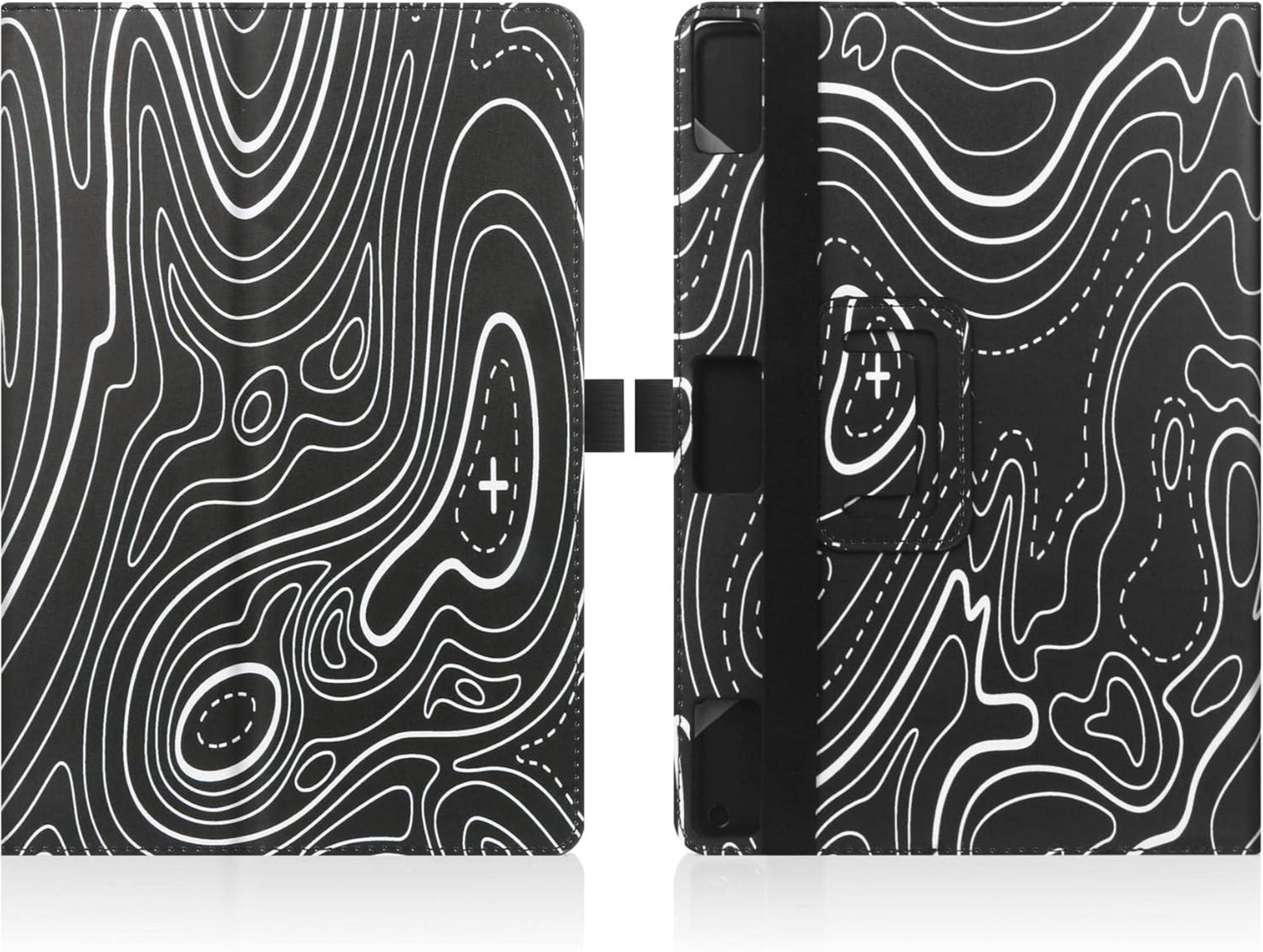 Universelle Schutzhülle 10-11 Zoll Tablet Ständer Folio Handschlaufe Schwarz