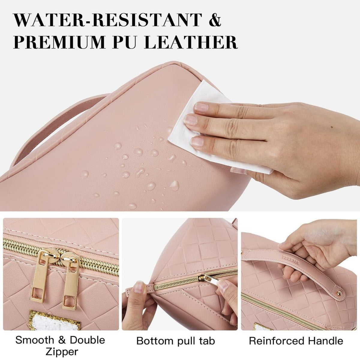 Telena PU-Leder Make-up Tasche Kulturbeutel für Frauen