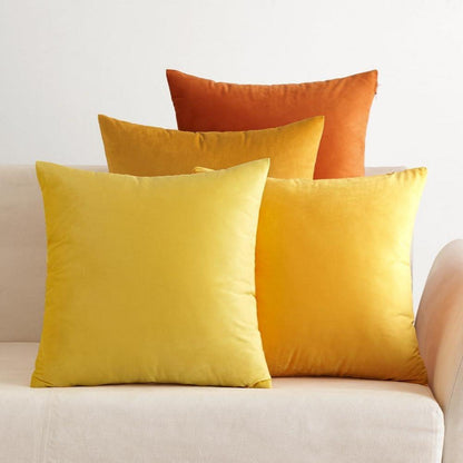 4er Set Samt Kissenbezüge 45x45 cm Orange Serie
