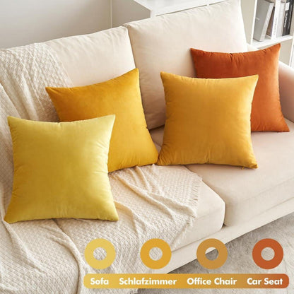 Samt Kissenbezug 45x45 cm 4er Set Orange Serie deco Wohnzimmer Schlafzimmer