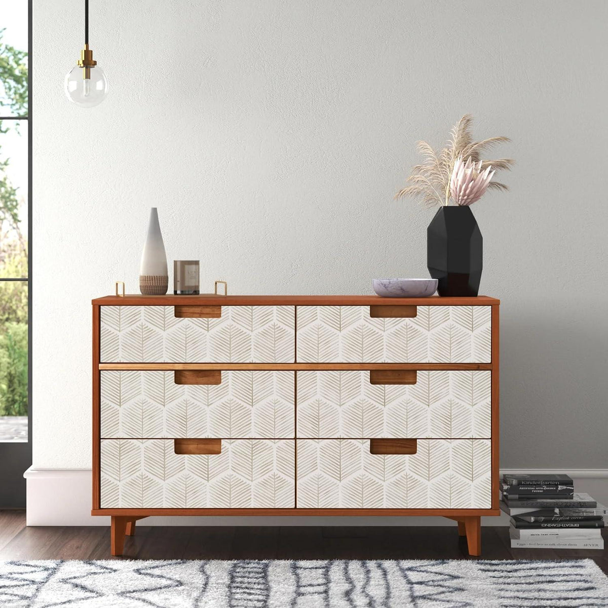 Selbstklebende Tapete Streifen Modern Beige Vinyl Möbelaufkleber