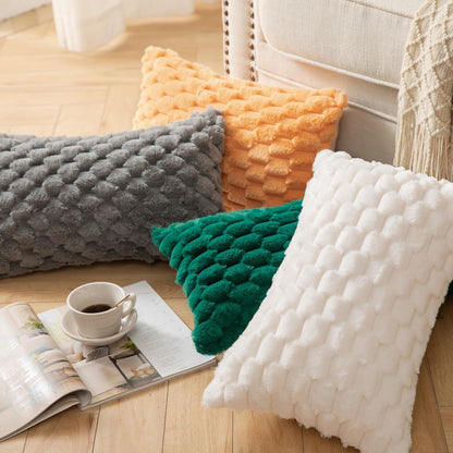 2x Plüsch Kissenbezug 45x45 cm Cremeweiß – Weiche Wollsamt Dekokissen