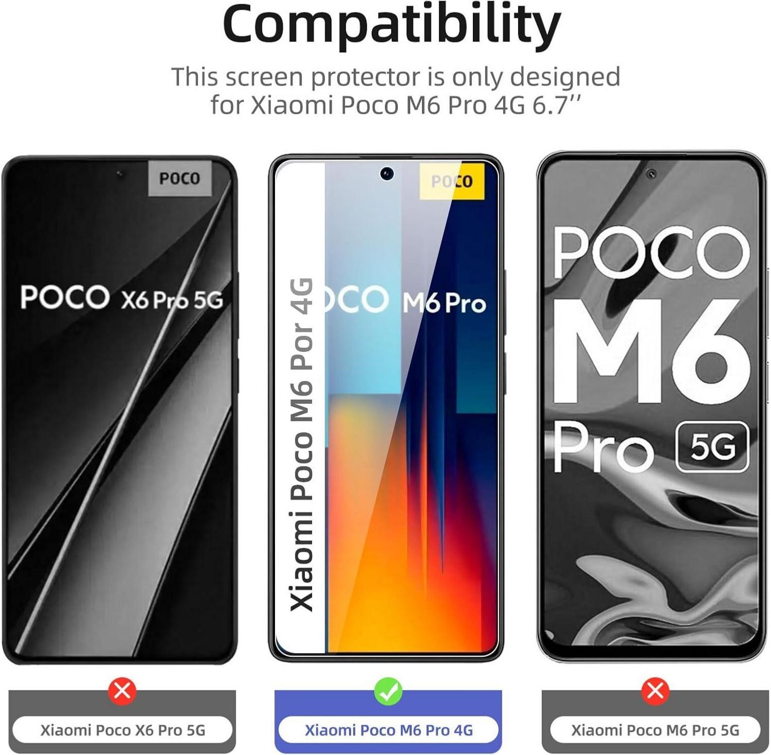 NEW'C 3 Stück Panzer Schutzglas Xiaomi Poco M6 Pro 4G HD 9H