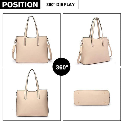 Henkeltasche Damen Shopper Tote PU Leder Set Elegant