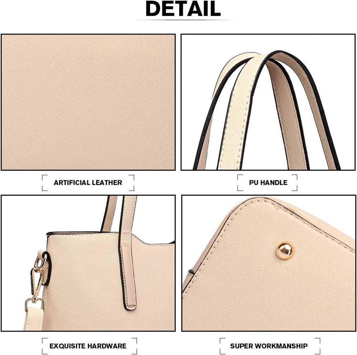 Miss Lulu Damen Handtasche 3-tlg. Set - Groß, elegant, PU Leder