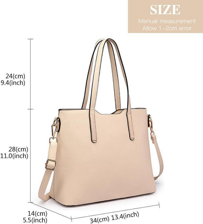 Große Miss Lulu Handtasche Damen Schultertasche Set Elegant PU Leder