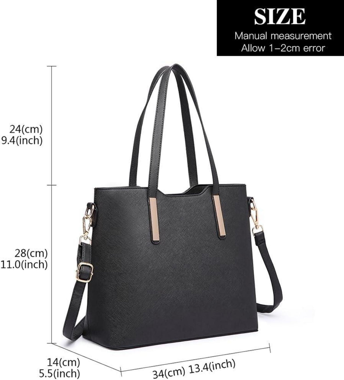 Miss Lulu Damen Große Handtasche Schultertasche PU Leder 3tlg. Set