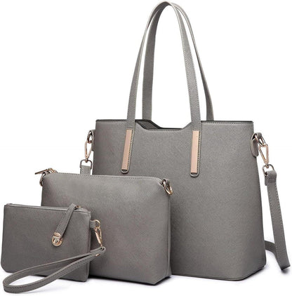 Miss Lulu Handtasche Set Damen Shopper Schultertasche Henkeltasche PU