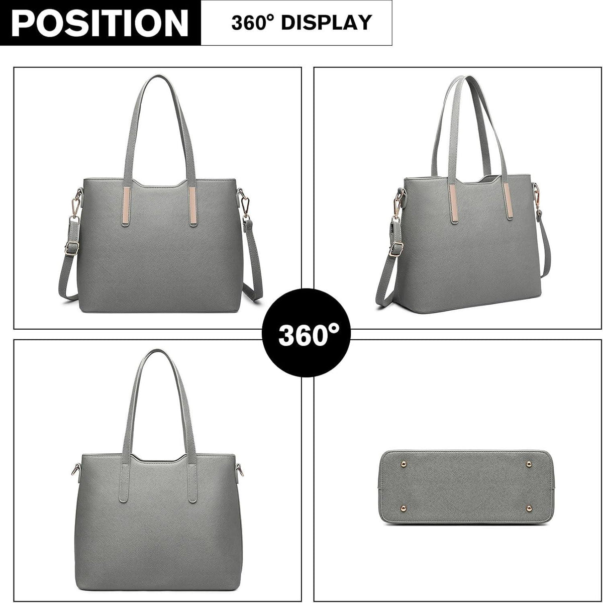 Miss Lulu Handtasche Set Damen Shopper Schultertasche Henkeltasche PU