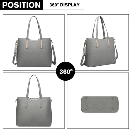 Miss Lulu Handtasche Set Damen Shopper Schultertasche Henkeltasche PU