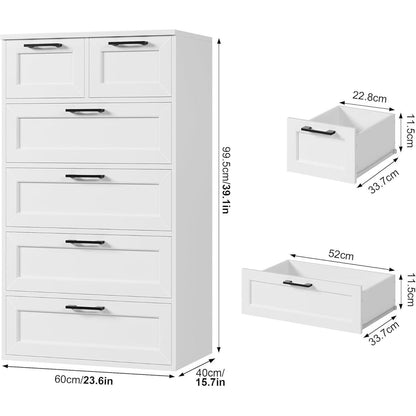 Weiß 2er-Set Kommode mit 6 Schubladen – Schlafzimmer Sideboard