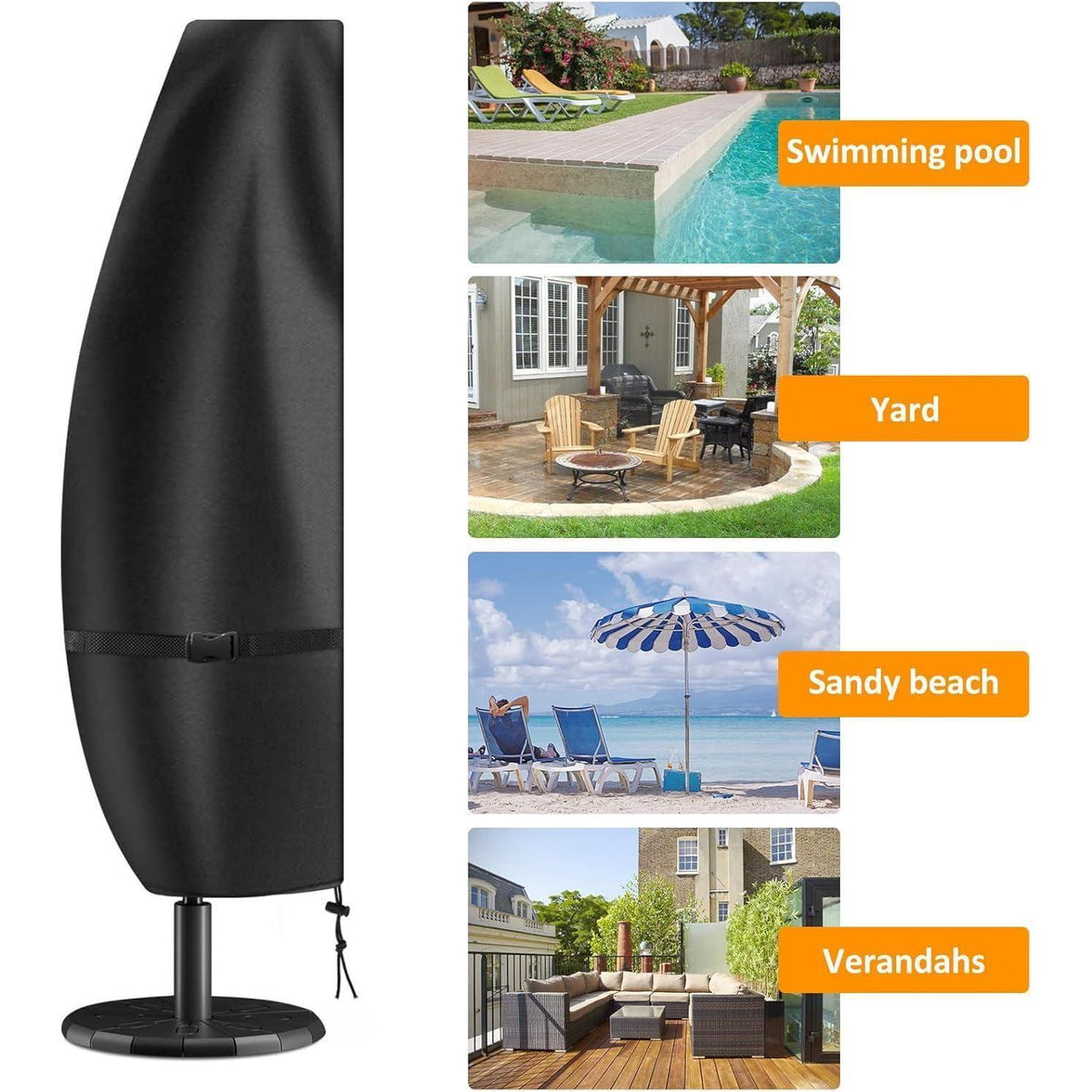 Sonnenschirm Schutzhülle 400cm Ø, Wasserdicht & UV-Schutz