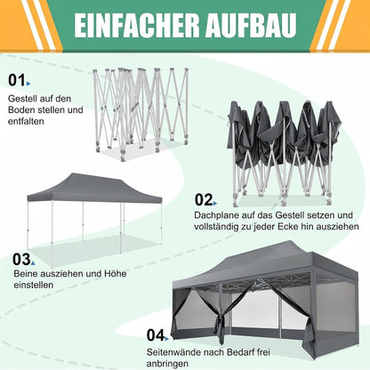 Faltpavillon 3x6m mit Moskitonetz & UV-Schutz
