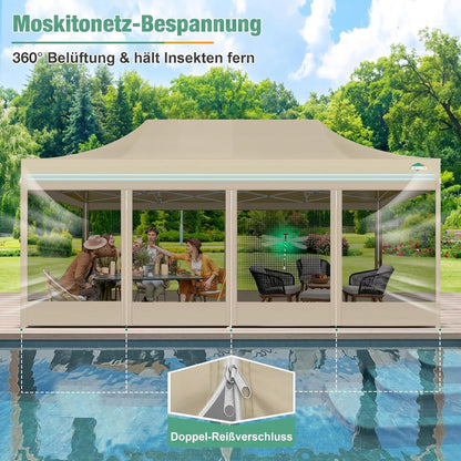 Faltpavillon 3x6m mit Moskitonetz & UV-Schutz