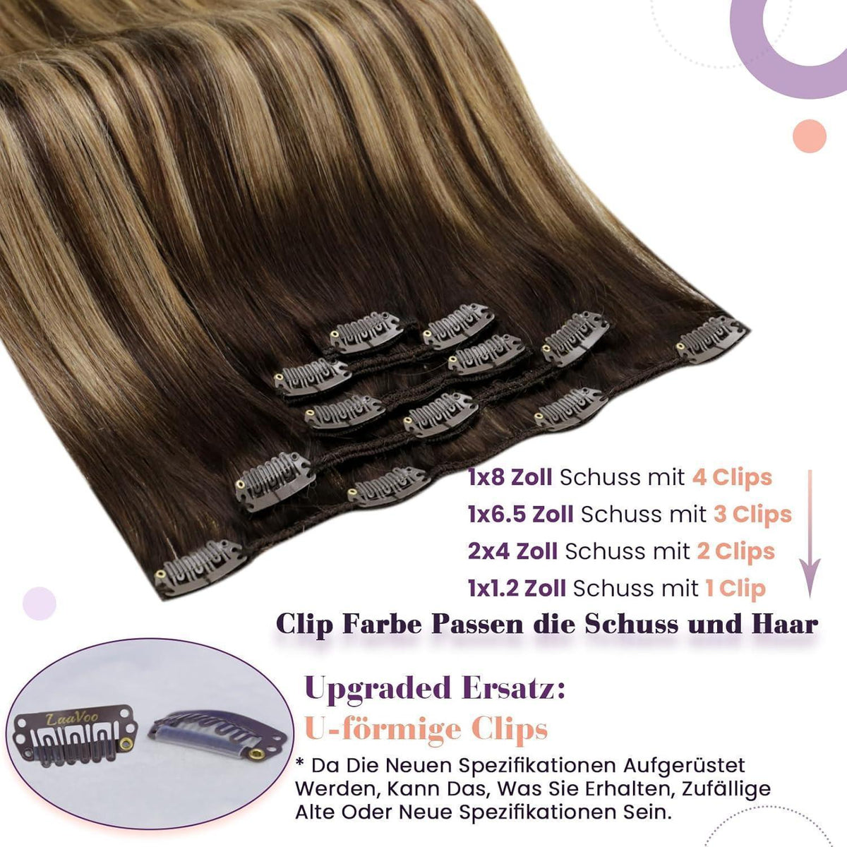 Echthaar Extensions Balayage Braun Ombre Karamellblond 45cm