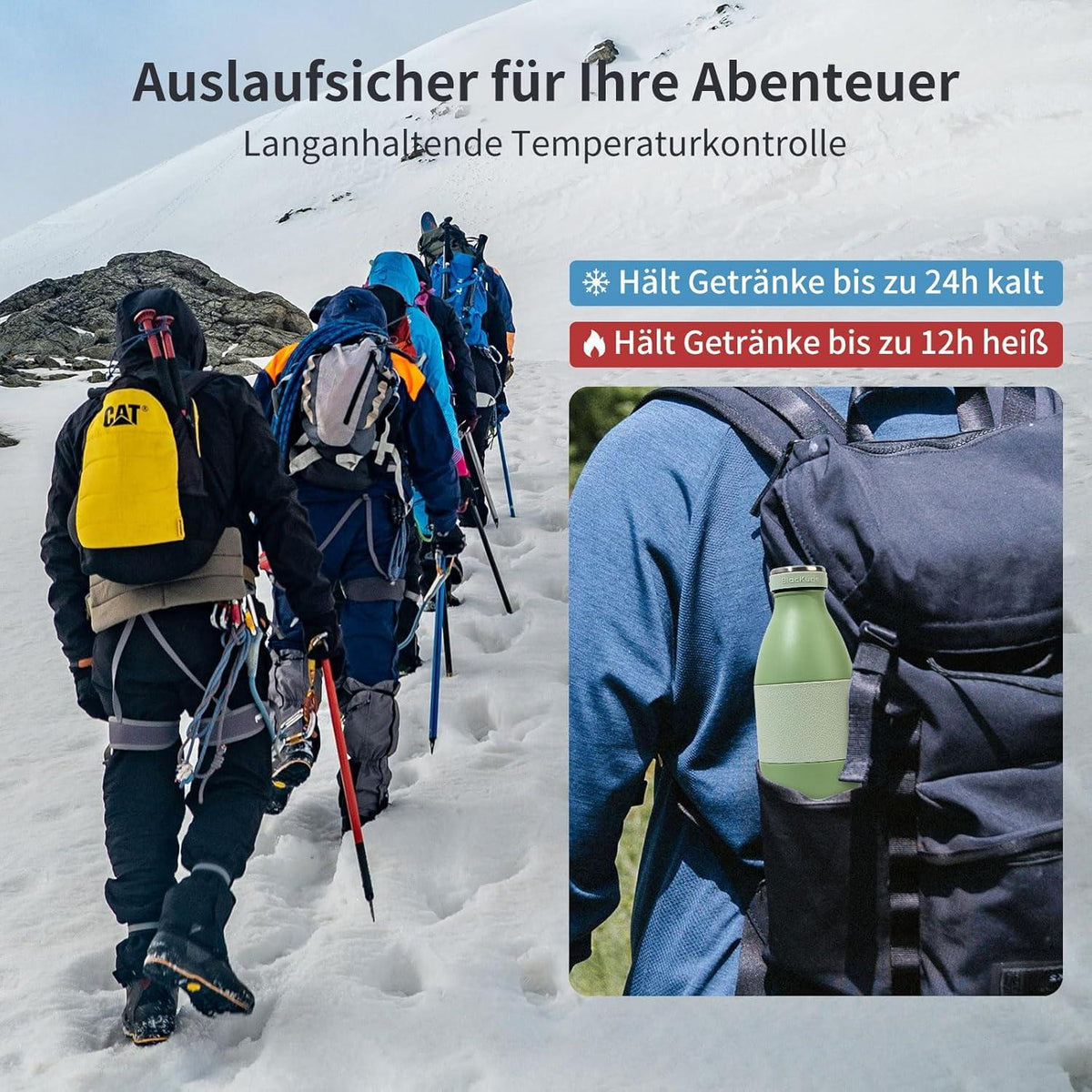 Blackube Thermosflasche 1L | Edelstahl Auslaufsicher für Sport Outdoor