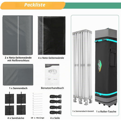 Faltpavillon 3x6m – Wasserdicht, UV-Schutz & Seitenwände