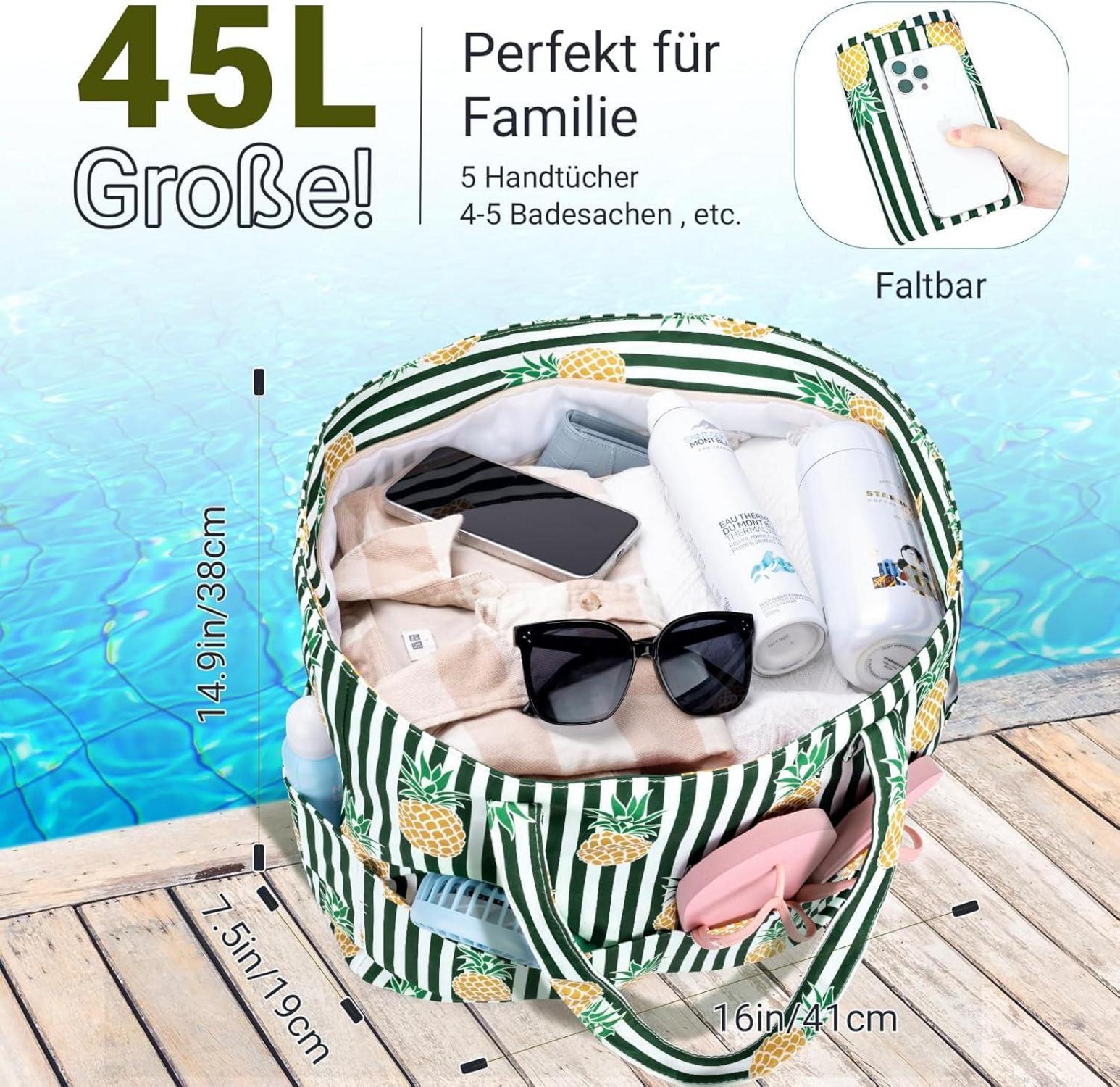 Strandtasche XXL Damen mit Reißverschluss - Badetasche Beach