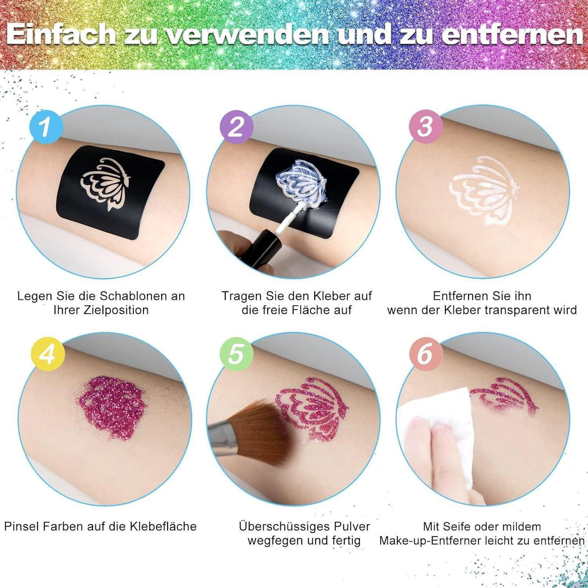 Glitzertattoo Set Kinder – Bastelgeschenke für Mädchen 6-12 Jahre