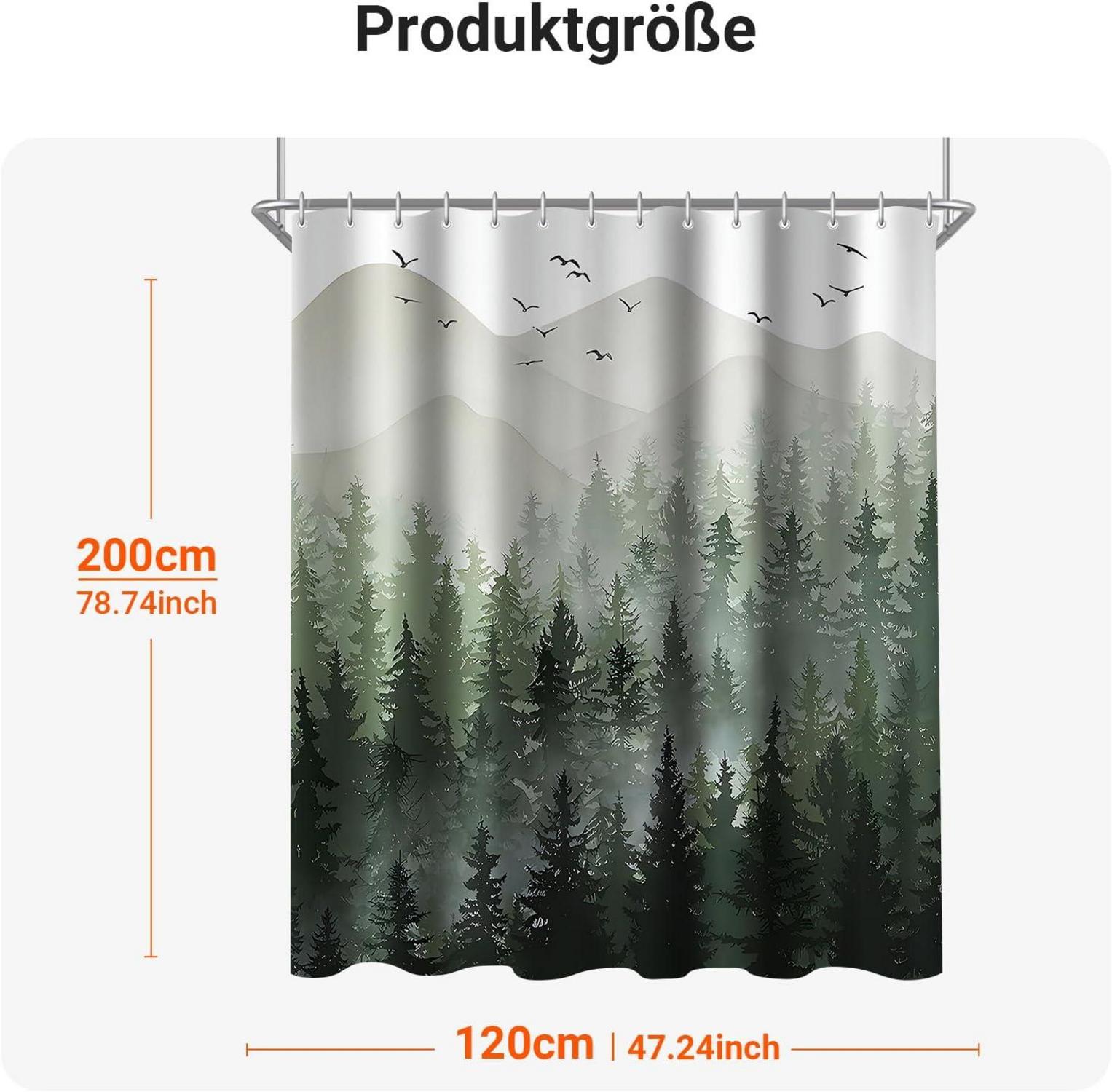 Duschvorhang Waldmuster 120x200cm Antischimmel Wasserabweisend