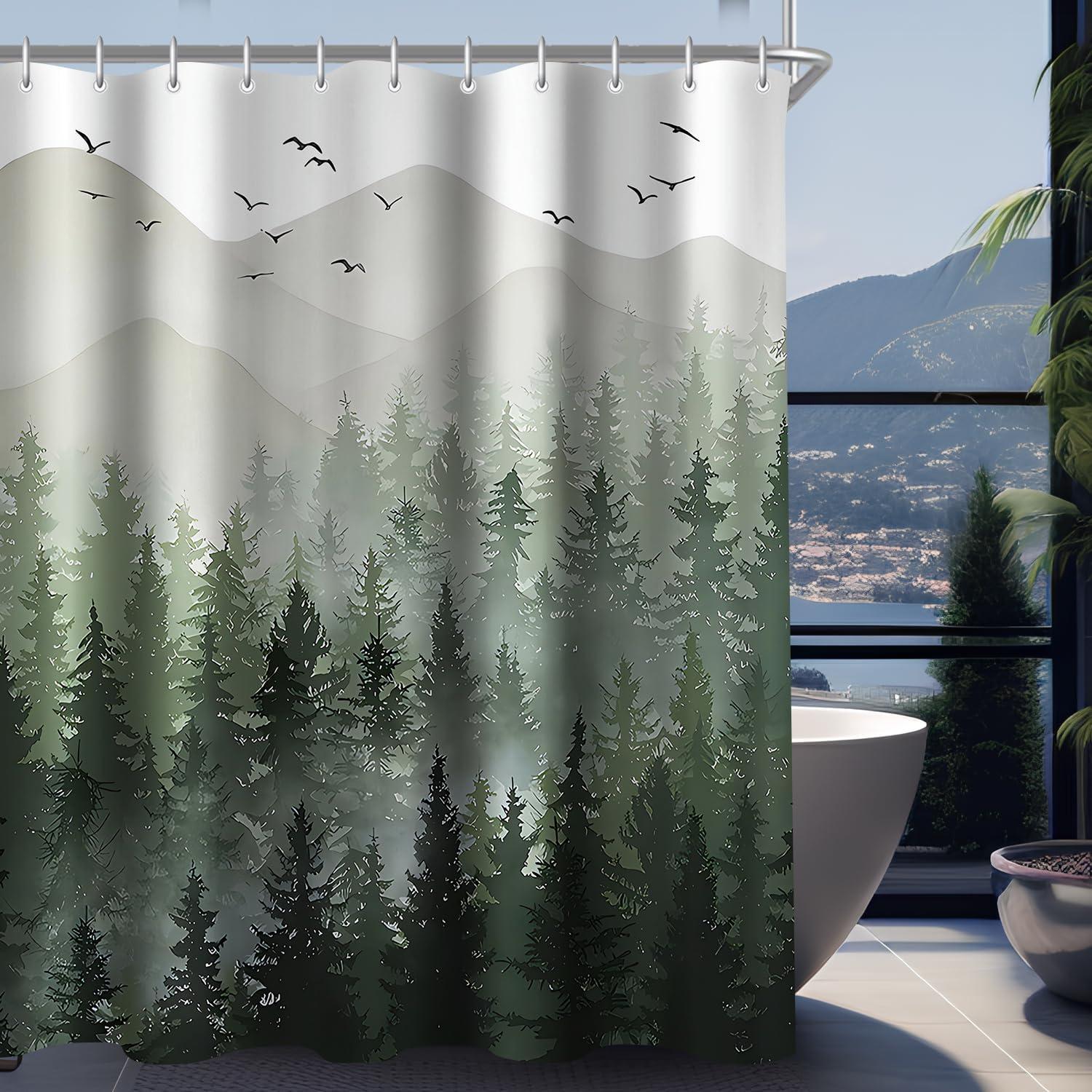 Duschvorhang Wald Textil Wasserdicht Polyester 120x200cm