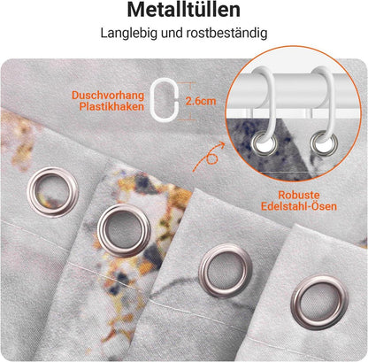 Lerores Duschvorhang Marmor 150x200cm Wasserabweisend Textil 8 Ösen Waschbar Größe 146 H200 x B150 cm