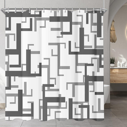 Duschvorhang Antischimmel Textil, Wasserabweisend Blockmuster