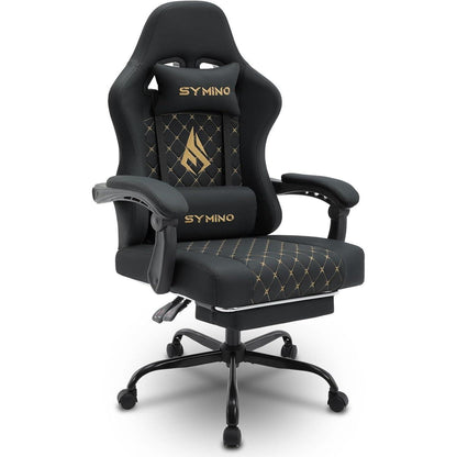 Ergonomischer Gaming Stuhl mit Fußstütze - Schwarz Vintage