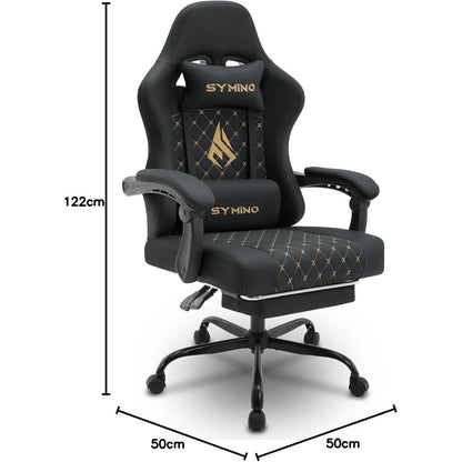 Ergonomischer Gaming Stuhl mit Fußstütze - Schwarz Vintage