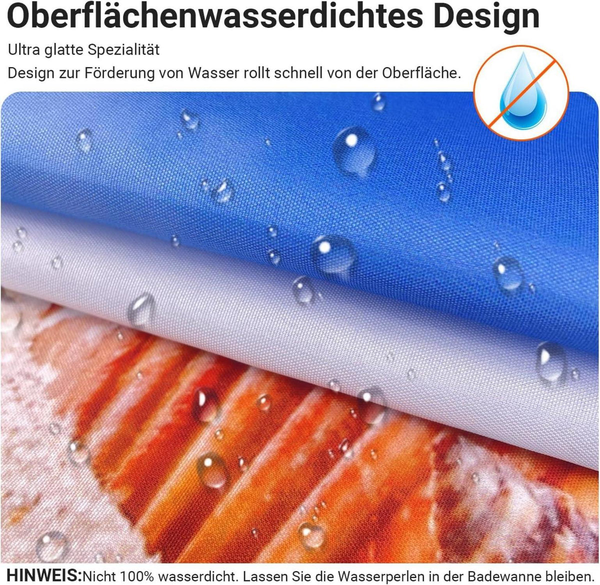 Duschvorhang 180x180cm Sea Blue wasserabweisend beschwertem
