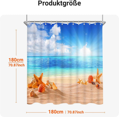 Duschvorhang Sea Blue 180x180cm Wasserabweisend Antischimmel Polyester