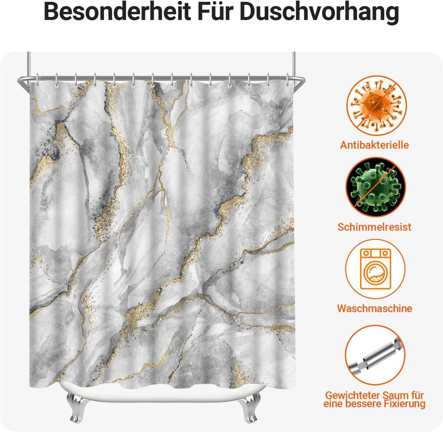Duschvorhang Marmor 120x200cm Wasserabweisend 8 Ösen 9er Pack