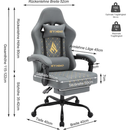 Gaming Stuhl Racing Gamer Sessel mit Fußstütze
