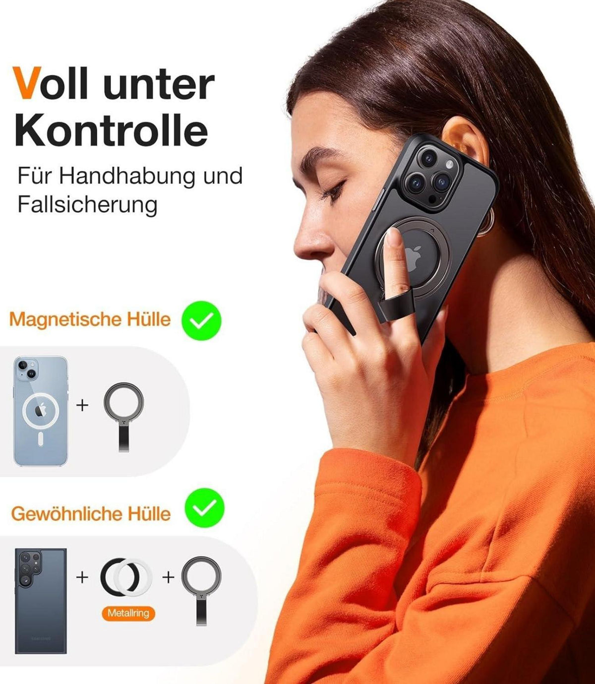 TORRAS Handy Ring MagSafe 12N Magnetisch Fingerhalterung Ständer Schwarzbraun
