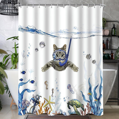 Duschvorhang 150x200cm Katzenschwimme Antischimmel