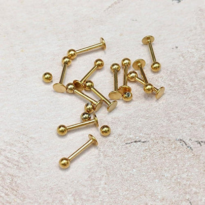 12er Lippenpiercing Set Chirurgenstahl 1,2mm 6-12mm Silber Gold Schwarz