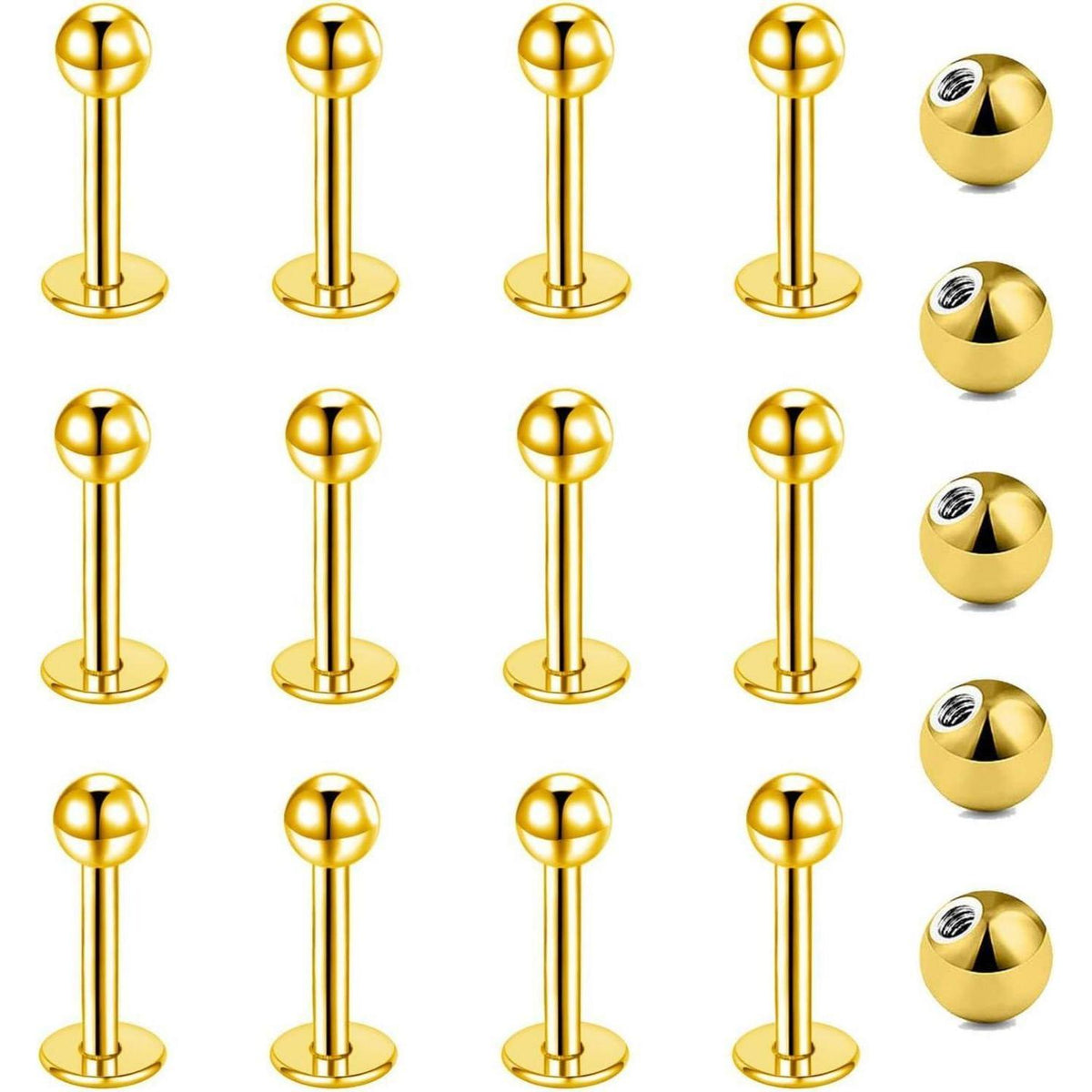 12er Lippenpiercing Set Chirurgenstahl Labret Helix Tragus Stud Silber Gold Schwarz 6mm