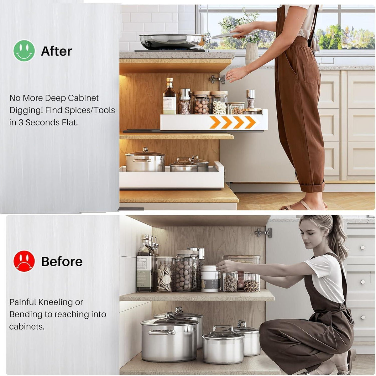 Ausziehbare Schublade für Küchenschränke 40cm Weiß