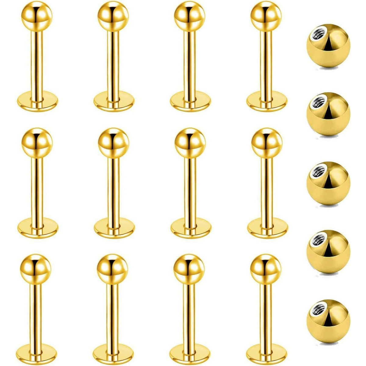 12er Lippenpiercing Set Chirurgenstahl Labret Helix Tragus Stud 1,2mm 8mm Silber Gold Schwarz