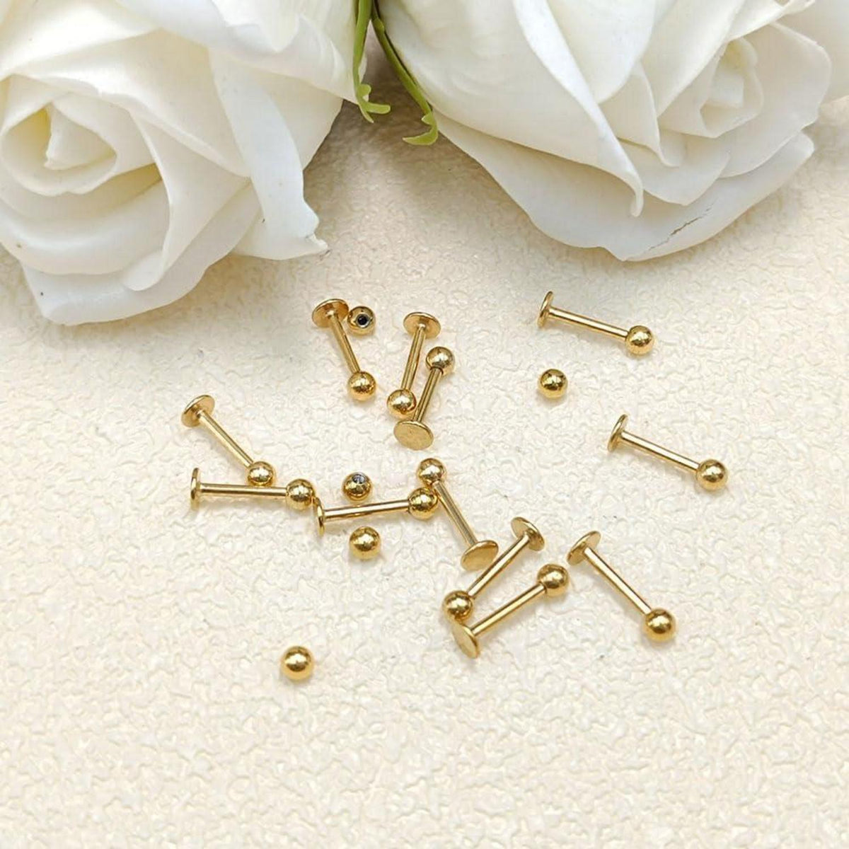 12er Lippenpiercing Set Chirurgenstahl Labret Helix Tragus Stud 1,2mm 8mm Silber Gold Schwarz