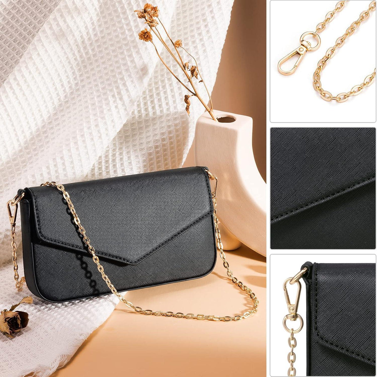 Bagsure Handtaschen Set Damen 4-teiliges Schwarz - Büro Schule Einkauf Reise