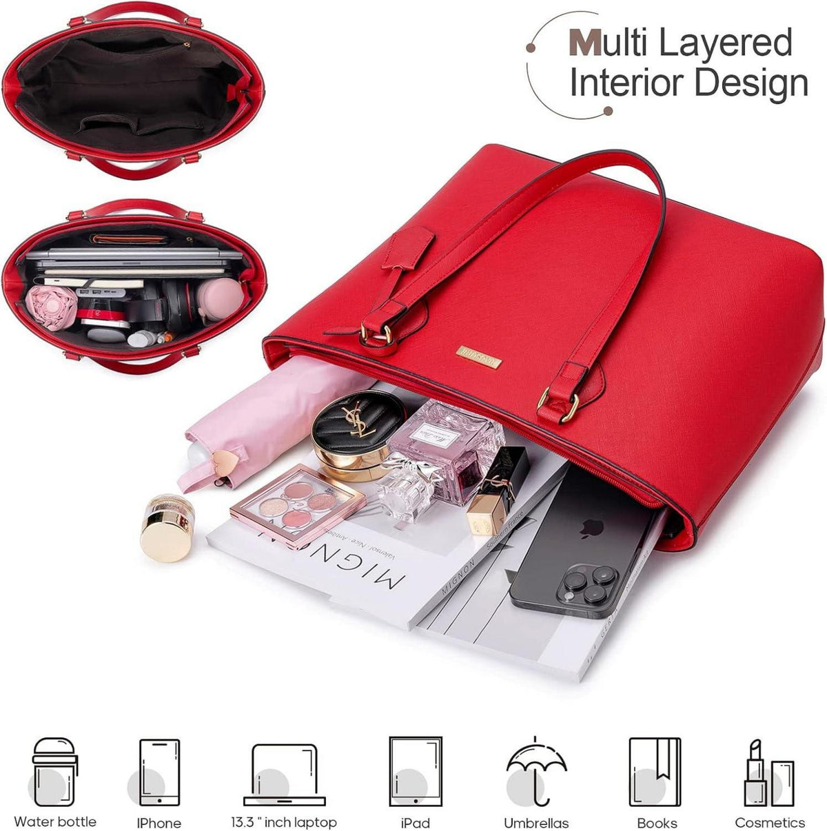 Handtasche Damen 4-teiliges Set Schultertasche Tragetasche Büro Reise